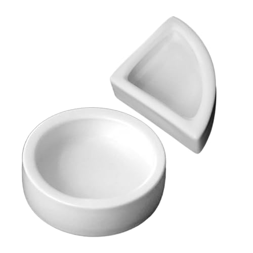 Parliky 2 Stück Keramik Reptilien Futternapf Mittlere Weiß Auslaufsichere Wasserschale für Schildkröten und Echsen Rutschfestes Stabiles Design für Terrarien Geeignet als Futter von Parliky