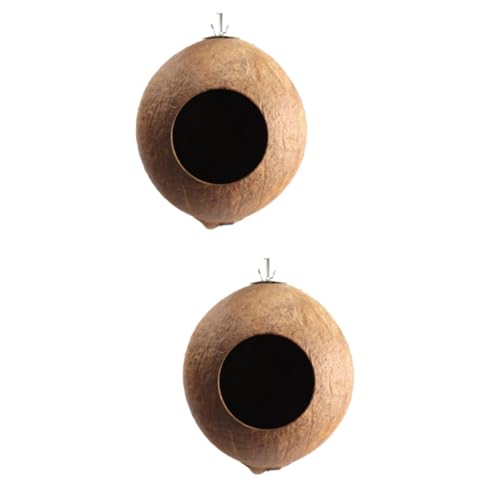 Parliky 2 Stücke Coconut Shell Vogel Nest Box Für Nisten Hamster Gehäuse Vogel Nisten Sicher von Parliky