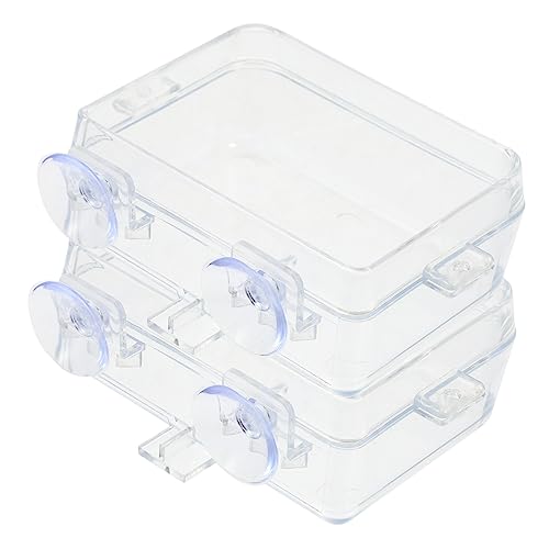 Parliky 2stücke Saugnapf Reptilien Futterbehälter Praktische Und Abwaschbare Futter Und Wasserschalen Für Reptilien Für Echsen Und Geckos Transparentes Design Einfache Installation von Parliky