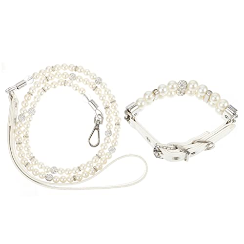 Parliky Hundehalsband und Leine Set Perlen Haustierhalsband für Hund Elegante Leine für Outdoor-Spaziergang-Training Parliky Hundehalsband und Leine Set Perlen Haustierhalsband für Hund Elegante Leine für Outdoor-Spaziergang-Training von Parliky