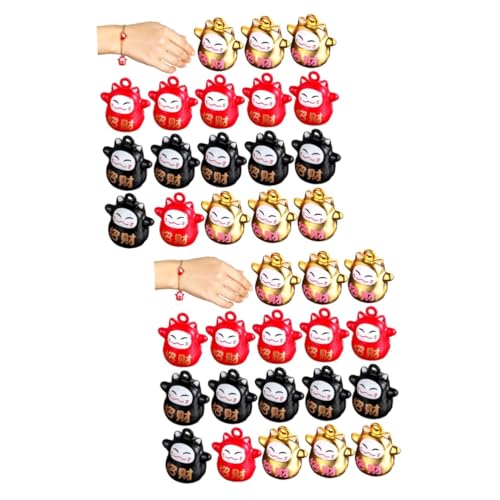 Parliky 36 STK Glückliche Katze japanische Accessoires Glockenanhänger Katzenanhänger für die Schmuckherstellung Glöckchen- für Haustierhalsband Hundehalsband Glocke Messing von Parliky