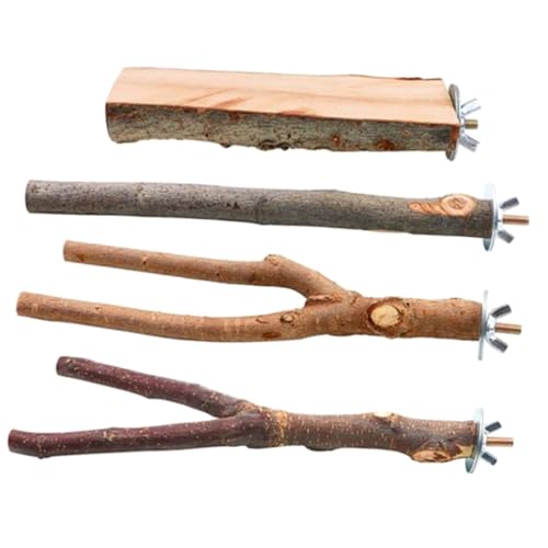 Parliky Vogelsitzstangen-Set Aus Holz – 4er-Pack Spielständer Für Papageien Und Vögel Sitzstange Für Sittiche Käfigzubehör Robust Und von Parliky