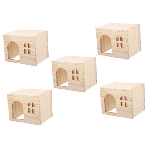 Parliky 5 Stücke Hamster Häuser Hideouts Holz Guinea Pig Hideout Ratte Holz Tier Lebensraum Pet Zubehör von Parliky