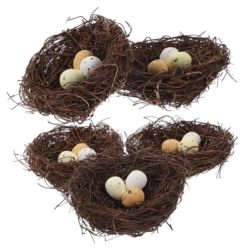 Parliky 5pcs Künstliches Vogelnest Mit Simulation Eier Lebendige Harznest Modell Gartenvogel Nest Orament von Parliky