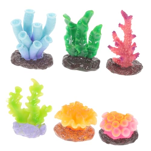 Parliky 6 Stück Teiliges Künstliche Korallenornamente aus Resin Realistische Farbige Aquarium Deko Langlebige und Sichere Aquarien Pflanzen zur Unterwasserlandschaft Gestaltung von Parliky