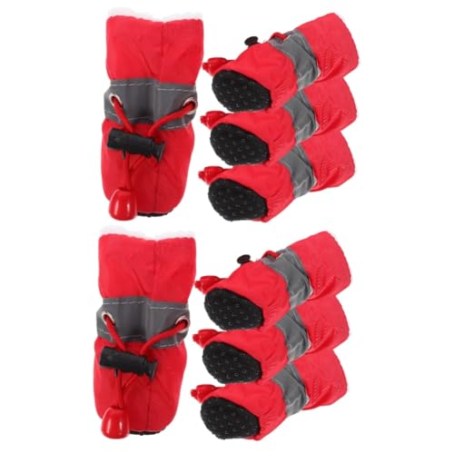 Parliky 8 STK rutschfeste Schuhe Für Haustiere Hundeschuhe Für Regen Haustierschuhe Mit Kordelzug Bequeme Hundeschuhe Welpenschuhe Für Draußen Welpenstiefel Haustier-welpenschuhe Rot Stoff Parliky 8 STK rutschfeste Schuhe Für Haustiere Hundeschuhe Für Regen Haustierschuhe Mit Kordelzug Bequeme Hundeschuhe Welpenschuhe Für Draußen Welpenstiefel Haustier-welpenschuhe Rot Stoff von Parliky