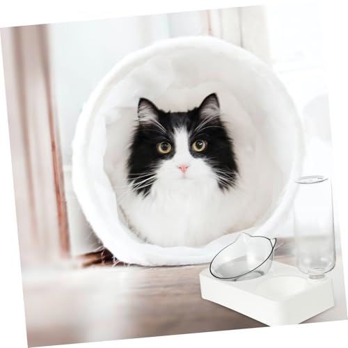 Parliky Automatischer Haustier Trinkbrunnen mit Neigungsschutz Futternapf aus Lebensmittelechtem Kunststoff Frisches Wasser und Langsames Fressen für Kleine Hunde und Katzen Leicht zu von Parliky