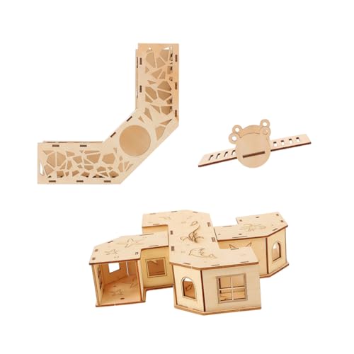 Parliky Hamstertunnel aus Natürlichem Holz Sicheres Kleintierspielzeug mit Labyrinth und Versteck Fördert Bewegung und Beschäftigung für Kleine Haustiere Wie Hamster und Mäuse von Parliky