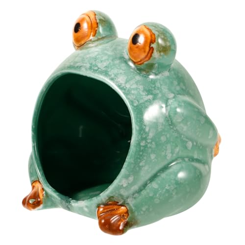 Parliky Keramik Hamster Nest Frosch Form Kühles Kleintier Versteck Waschbares Haustier Haus Sicher Für Sommer Schlafen von Parliky