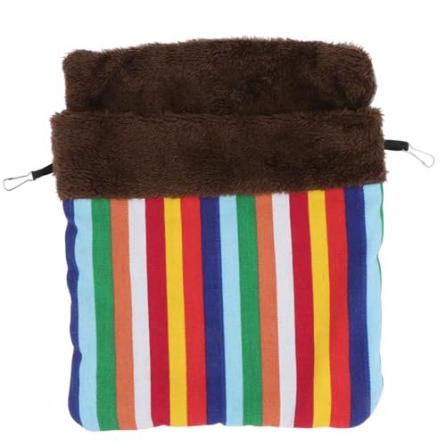Parliky Kleintier Schlafsack aus Dickem Baumwollstoff Warme Hängetasche für Hamster und Eichhörnchen Großes Nest für Drinnen Weiches Kleines Haustierbett mit Buntem Regenbogenmuster von Parliky