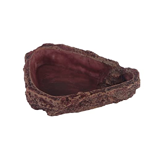 Parliky Reptilien Futterschale Resin Imitation Baumrinde Wasserschale für Eidechsen Frösche Spinnen Kleintiere Kompakt Robust Terrarienschale für Trocken und von Parliky