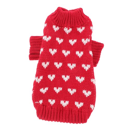 Parliky Valentinstag Hundepullover für Kleine Hunde XS Gestrickter Elastischer Rollkragenpullover mit Herzmuster Weiche Warme Winterkleidung für Kleine Haustiere Modischer Hundepullover von Parliky