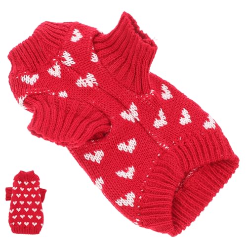 Parliky Warmer Hundepullover für Kleine Hunde Strickpullover mit Rundem Kragen und Herzmotiv Weiche Langlebige Welpenkleidung für Alltag Party und Fotoshootings S Rot von Parliky
