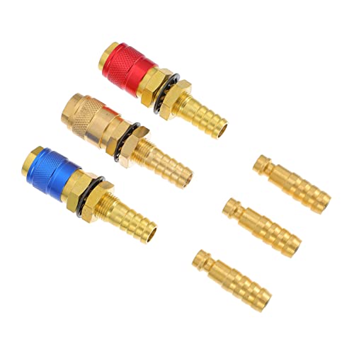 Parliky Gasadapter-Set 10 Mm Schnellverbinder Für Schweißbrenner 6-teiliges Set 3 Farben Industrieller Einsatz von Parliky