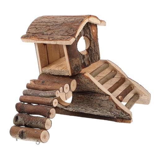 Parliky Hamsternest Aus Holz Chinchilla-spielzeugzubehör Haustierhütte Mini-Schloss Aus Holz Dekoratives Für Hamster von Parliky
