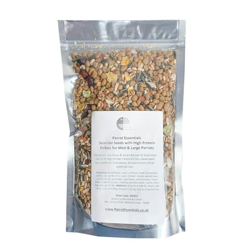 Sensible Seed Amazon & Kakadu Futter mit proteinreichen Pellets - Alleinfuttermittel für große Papageien 500gr von Parrot Essentials