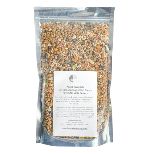Sensible Seed Ara & Graupapageienfutter mit Energie-Pellets – Alleinfuttermittel für große Papageien 1 kg von Parrot Essentials