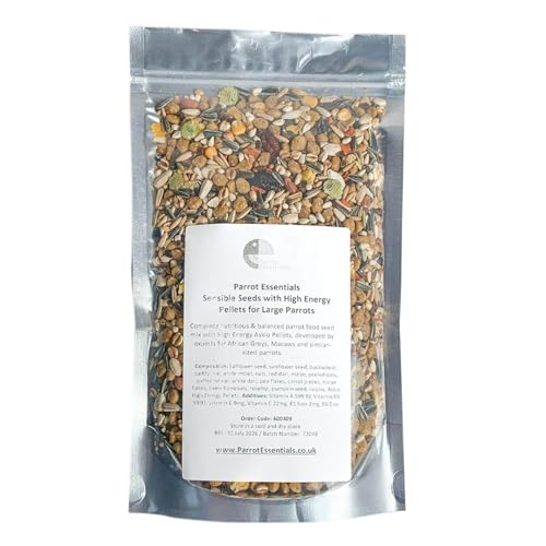 Sensible Seed Ara & Graupapageienfutter mit Energiepellets - Alleinfuttermittel für große Papageien 500gr von Parrot Essentials