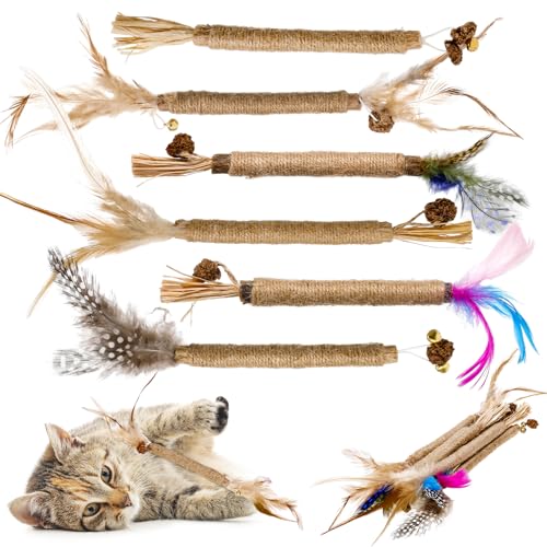 Partideal Katzenminze Sticks, 6 Stück Katzenminze Spielzeug katzenminze Stick mit Federn Katzen Zahnpflege Spielzeug Dental Kau-Sticks Kausticks für Katzen Partideal Katzenminze Sticks, 6 Stück Katzenminze Spielzeug katzenminze Stick mit Federn Katzen Zahnpflege Spielzeug Dental Kau-Sticks Kausticks für Katzen von Partideal