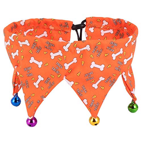 1 x Halloweenhalsband mit Glöckchen, verstellbar, für Hunde und Katzen, Zubehör für Hunde und Katzen, Orange (Halsumfang 20–39 cm) von PartyKindom