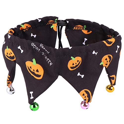 1 x Halloweenhalsband mit Glöckchen, verstellbar, für Hunde und Katzen, Zubehör für Hunde und Katzen, Schwarz (Halsumfang 20–39 cm) von PartyKindom