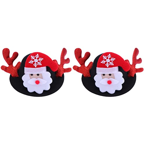 2 Stück Weihnachts-Geweih Bowler Hut Kopfbedeckung Haustier Kostüm Zubehör für Katzen Hunde (schwarzer Hut mit rotem Geweih) von PartyKindom