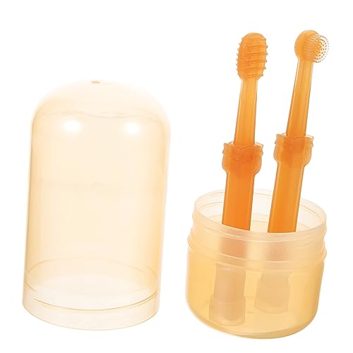 PartyKindom 1 Satz Haustier Zahnbürste Welpen-PIPI-Pads Wiederverwendbar Hund Zahnbürste Hund Zahnärztlich Bausatz Hund Katze Gummi Formel Hundepflegeset Lecken Fänger Kieselgel Light Brown von PartyKindom