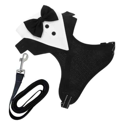 PartyKindom 1 Satz Hundetuxedo Geschirr mit Leine Haustierkostüm für Hochzeiten und Partys Bequemes und Stilvolles Hundeharness für Outdoor Aktivitäten mit Fliege von PartyKindom