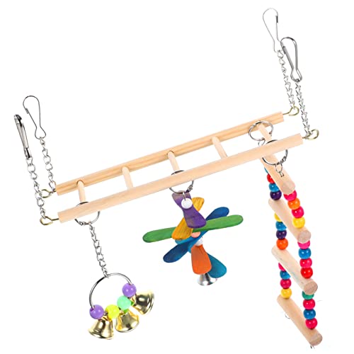 PartyKindom 1 Set Papageienschaukel Papageienkäfig Papageien Nymphensittiche Kletterspielzeug Vogelkäfig Papageienspielzeug Automatischer Vogelfutterspender Hängematte Glocken von PartyKindom