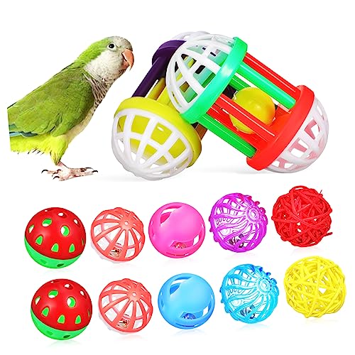 PartyKindom 12 Stück Vogel Spielzeugball Wellensittich Bälle Vogelzubehör für Käfig Aras Birdie kleintierspielzeug wellensittiche spielsachen Schleifen von Schnabelkugeln Vogelbälle Plastik von PartyKindom