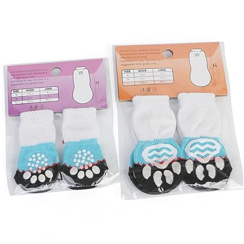 PartyKindom 16 Stück Teiliges Haustier Socken aus Baumwolle rutschfeste Winter Schutzsocken für Hunde und Katzen Warme Weiche Pfotenschutzsocken in Blau Rot für Drinnen und Draußen von PartyKindom