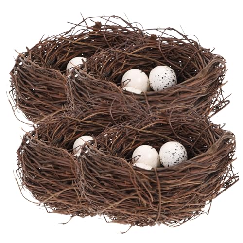 PartyKindom 16 Stück Teiliges Osternest aus Rattan Vogelhäuser und Künstliche Vogeleier DIY für Frühlingsdeko Vielseitig für Zuhause Party und Fotorequisiten von PartyKindom