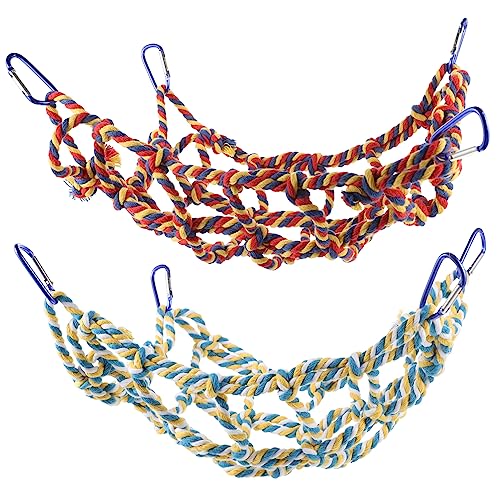 PartyKindom 1Satz Woven Kletternetz Für Papageien Und Kleintiere Bissbeständige Vogelhängematte Mit Haken Und Bunten Für Hamster Und Squirrel von PartyKindom