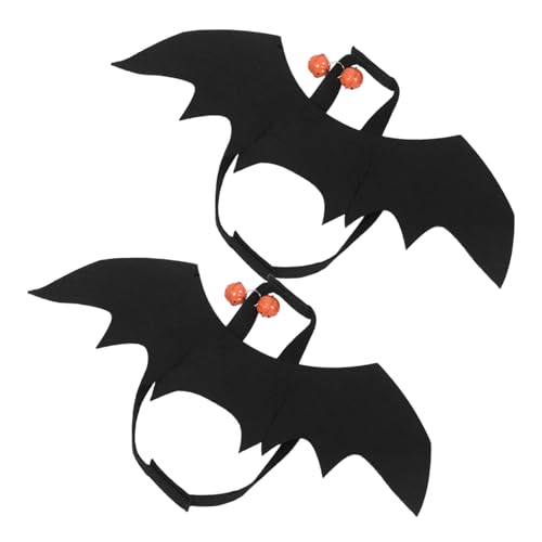 PartyKindom 2 STÜCK Halloween Fledermausflügel mit Kürbisglocke für Kleine Katzen und Hunde Leichtes Bequemes Kostüm für Party Vielseitig Einsetzbar bei Festen und Verkleidungen von PartyKindom