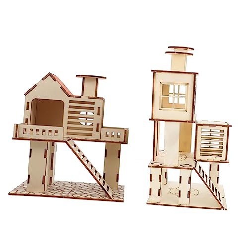 PartyKindom 2 STÜCK Hamster Villa aus Holz Kleintier Trainingsspielzeug für Hamster Klettergerüst und Plattform Bewegung und Aktivität PartyKindom 2 STÜCK Hamster Villa aus Holz Kleintier Trainingsspielzeug für Hamster Klettergerüst und Plattform Bewegung und Aktivität von PartyKindom