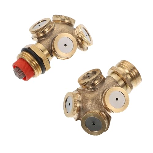 PartyKindom 2 Stück 4-Loch-Sprinklerdüse Wasserschlauchdüse Heavy Duty Düsen Rasensprinkleranlage über sprühkreide sprühkopf Rasen-Farm-Sprühgerät Rasensprenger für den Garten Kupfer Golden von PartyKindom