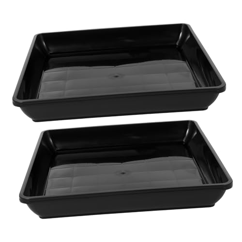 PartyKindom 2 Stück Blumentopf Tablett quadratische Untersetzer für Pflanzgefäße Quadratschale Untertasse Besonderheit Blumenteller Teller mit Blumentopf Square Flower Pot Tablett pp Schwarz von PartyKindom