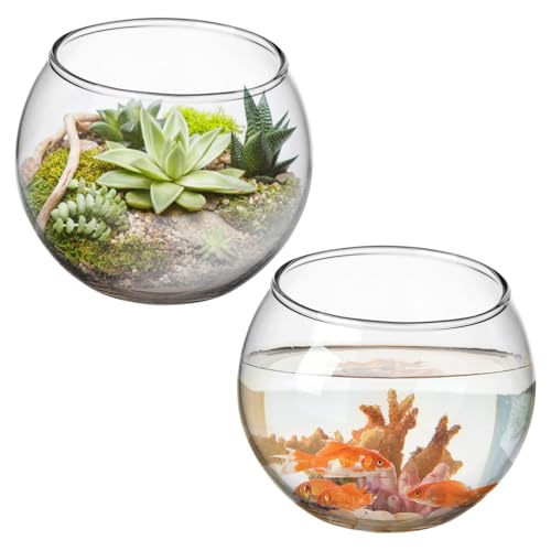 PartyKindom 2 Stück Glasvasen Pflanzgefäß Fischglas Klare Schüssel Vase Zimmerpflanzentopf Heimdekoration Zum Aufhängen Modernes Fischbecken Aquarium Büro Zimmerpflanzen von PartyKindom