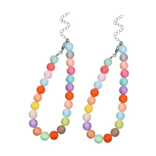 PartyKindom 2 Stück Perlen Hundehalsband Candy Farben Verstellbar Resin Haustier Schmuck Für Kleine Hunde Kätzchen Fotografie Alltagsspaziergänge von PartyKindom