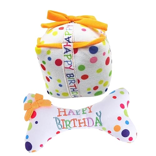 PartyKindom 2 Stück Plüsch Quietscher Hundespielzeug für Große Hunde Teiliges mit Geburtstagsgeschenkbox Kauspielzeug zur Zahnpflege und Stressreduktion für Welpen von PartyKindom