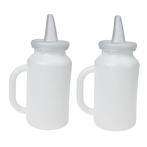 PartyKindom 2 Stück Säuglingsflasche für Kalb Milch quantitativ Fütterung Schluck Haustier klein Hasen Flasche pet Flaschen Flasche mit Kälberpflegegriff Griff Kälberflasche Kieselgel Weiß von PartyKindom