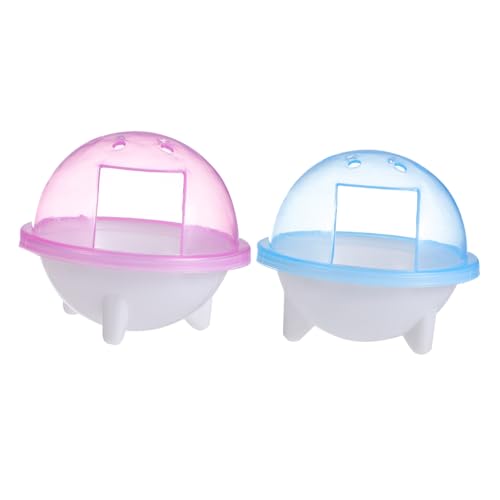 PartyKindom 2 Stück Teiliges Hamster Badezimmer aus Klarem Kunststoff Kleine Haustier Toilette mit Transparentem Deckel Sicher und Belüftet Geeignet für Hamster und Kleintiere Buntes Badehaus von PartyKindom
