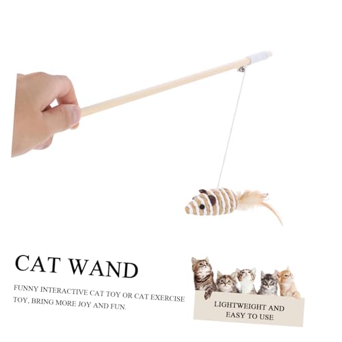 PartyKindom 2 Stück Teiliges Katzenspielzeug Mäuse Design Interaktiver Katzenzauberstab für Wohnungskatzen Lustiges Kätzchenspielzeug zur Bewegung und Stressabbau Zufällige Zufällige Farbe von PartyKindom