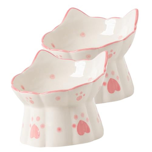 PartyKindom 2Stücke Erhöhte Katzen Und Hundenäpfe Aus Keramik Neigungsdesign Für Komfortables Fressen Und rutschfeste Futterschalen Für Katzen Und Kleine von PartyKindom