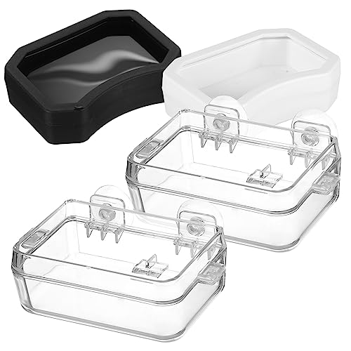 PartyKindom 2Stücke Reptilien Fütterungsschalen mit Wasserschalen Fluchtproof Futterbecher für Echsen Geckos und Bartagamen Transparente und Langlebige Futterschalen für Optimale von PartyKindom