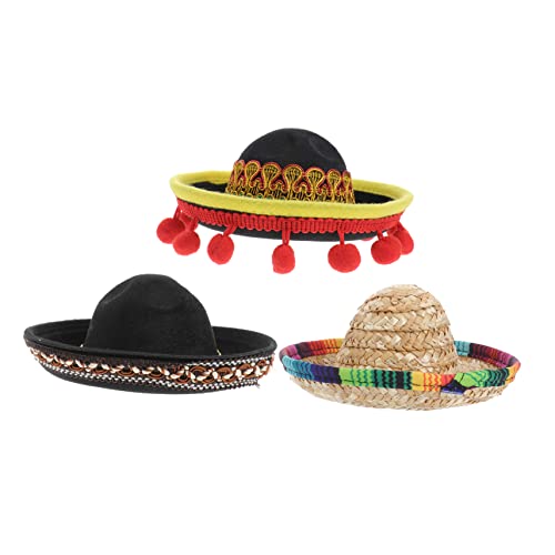 PartyKindom 3 Stück Mexikanischer Hut Welpenmütze Hut Für Hundekopfbedeckung Hundepartyhut Hüte Halloweenhut Mariachi Hut Filzhut Für Hut Haustierkostüm Sombrero Haustier von PartyKindom
