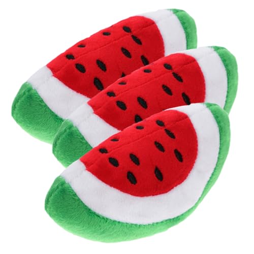 PartyKindom 3 Stück Teiliges Plüsch Kauspielzeug für Kleine und Mittlere Hunde Langlebiges Wassermelonendesign Stressabbauend Beißtauglich Lustiges Hundespielzeug zur Beschäftigung und von PartyKindom