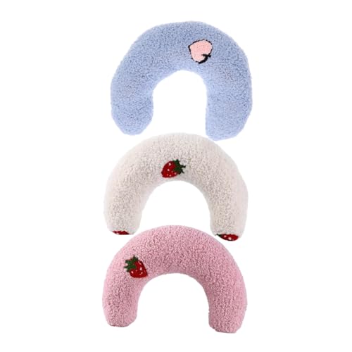 PartyKindom 3 Stück Teiliges U Förmiges Haustierkissen Ergonomisches Nackenkissen für Katzen und Kleine Hunde für Drinnen Reisen Outdoor Nutzung Weiß Blau von PartyKindom