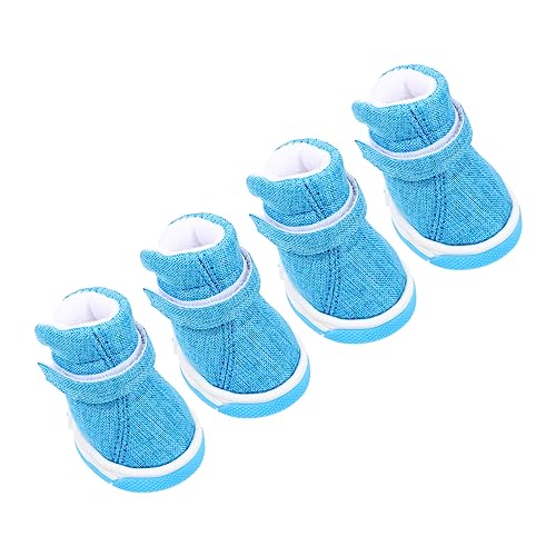 PartyKindom 4 Stück Haustierschuhe Stiefel Haustiere Liner Hündchen Welpe wasserdichte Hundelschuhe Wasserdichter Pfotenschutz Anti-Hunde-socken Bausatz rutschfeste Hundeschuhe Baumwolle Blue von PartyKindom