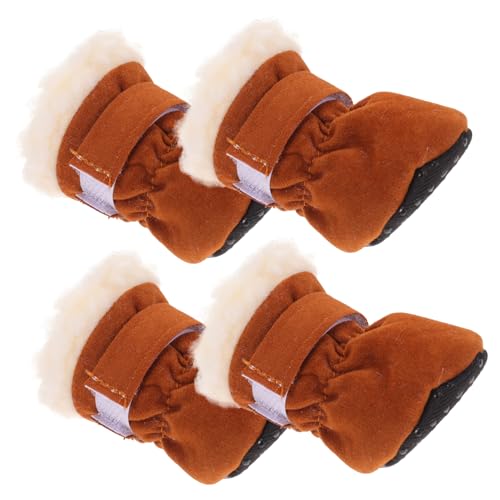 PartyKindom 4 Stück Hundeschuhe aus Atmungsaktivem mit Rutschfester Gummisohle Verstellbarem Warme Gefütterte Pfotenschützer für Kleine Hunde im Winter Braun PartyKindom 4 Stück Hundeschuhe aus Atmungsaktivem mit Rutschfester Gummisohle Verstellbarem Warme Gefütterte Pfotenschützer für Kleine Hunde im Winter Braun von PartyKindom